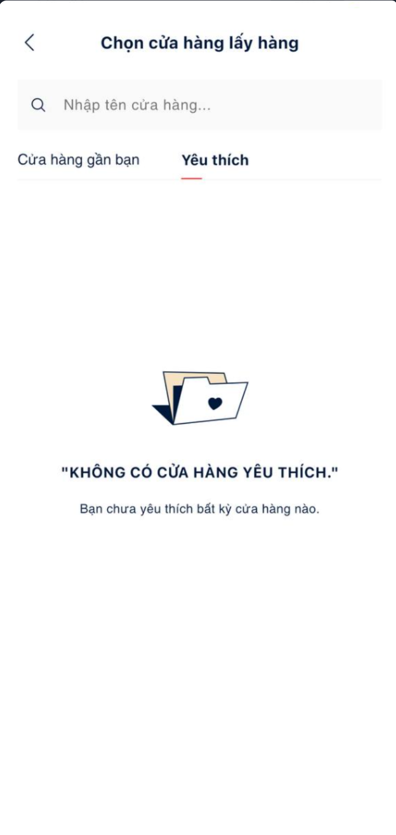CHAGEE - tab cửa hàng yêu thích rỗng