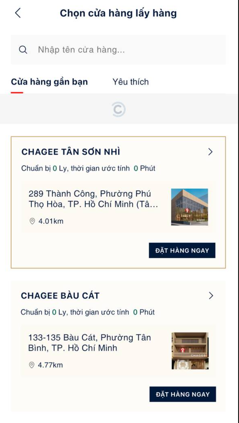 Yêu cầu - tab Cửa hàng gần bạn có vòng xoay reload