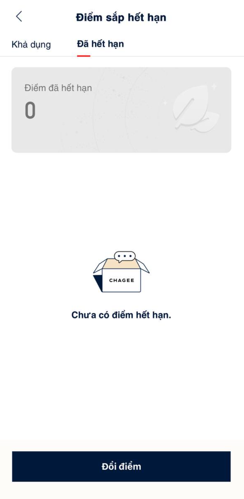 Điểm sắp hết hạn - tab Đã hết hạn