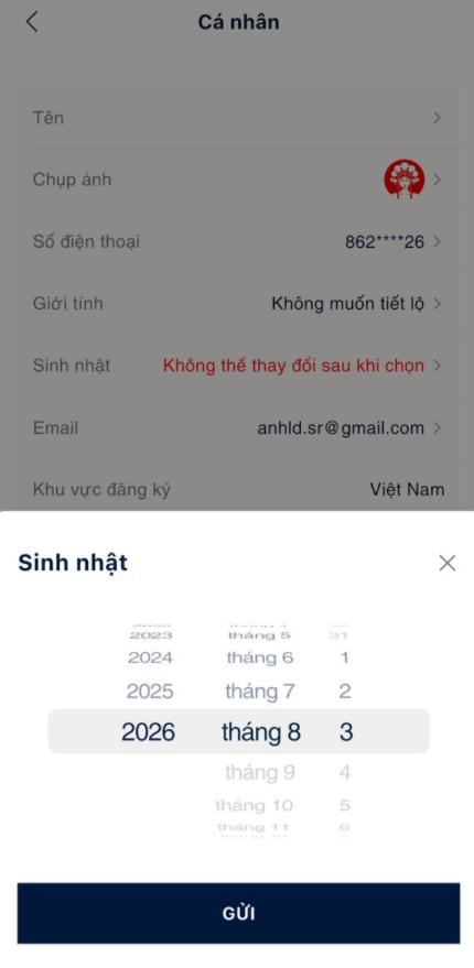 Sheet chọn Sinh nhật