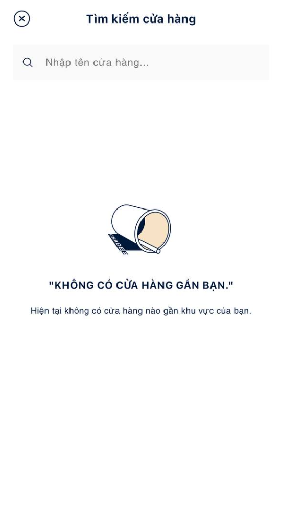 Tìm kiếm cửa hàng - không có cửa hàng gần bạn
