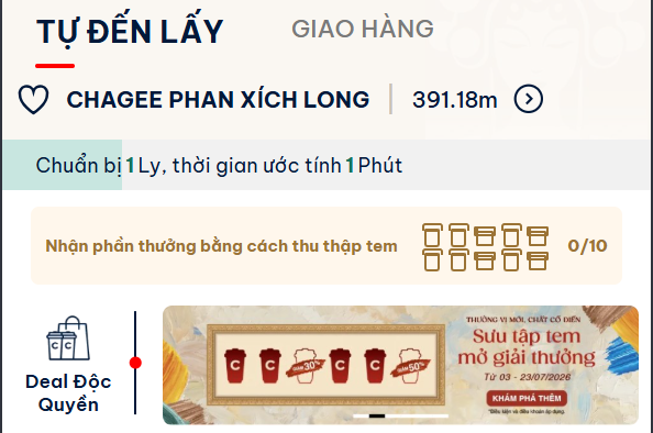 App test - banner khuyến mãi đầu menu
