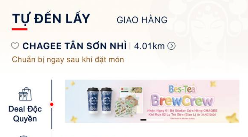 CHAGEE - banner khuyến mãi đầu menu