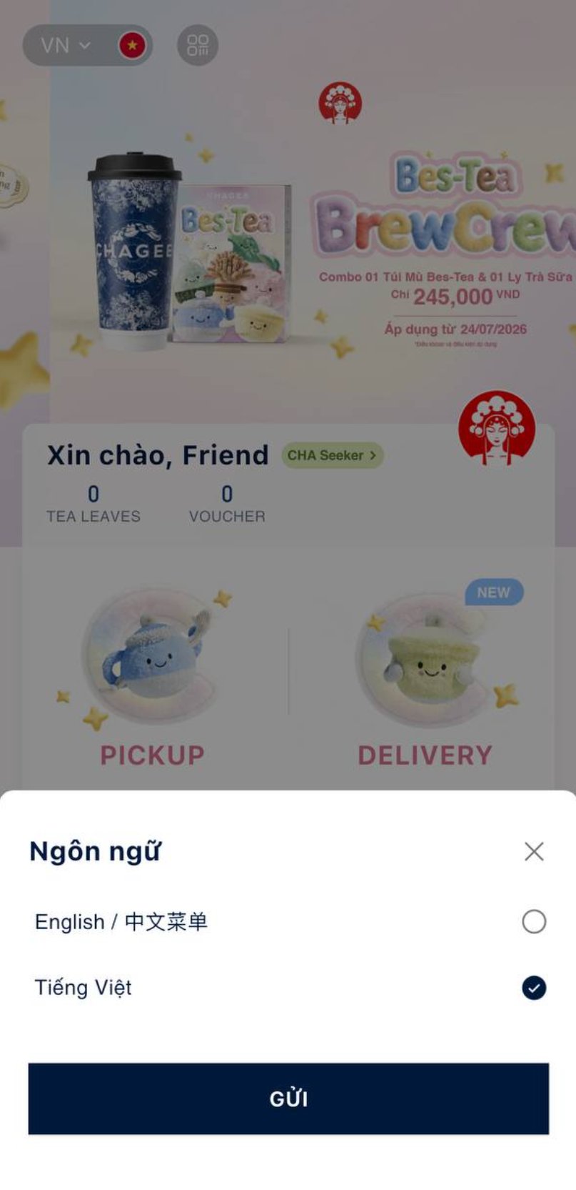 CHAGEE - sheet ngôn ngữ trên Trang chủ