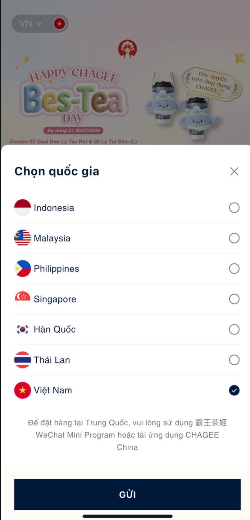 Trang chủ - chọn quốc gia từ icon Việt Nam