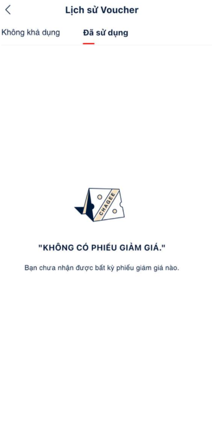 Login - lịch sử voucher tab đã sử dụng empty state