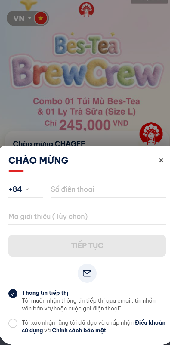 App test - gợi ý đăng nhập bằng SĐT