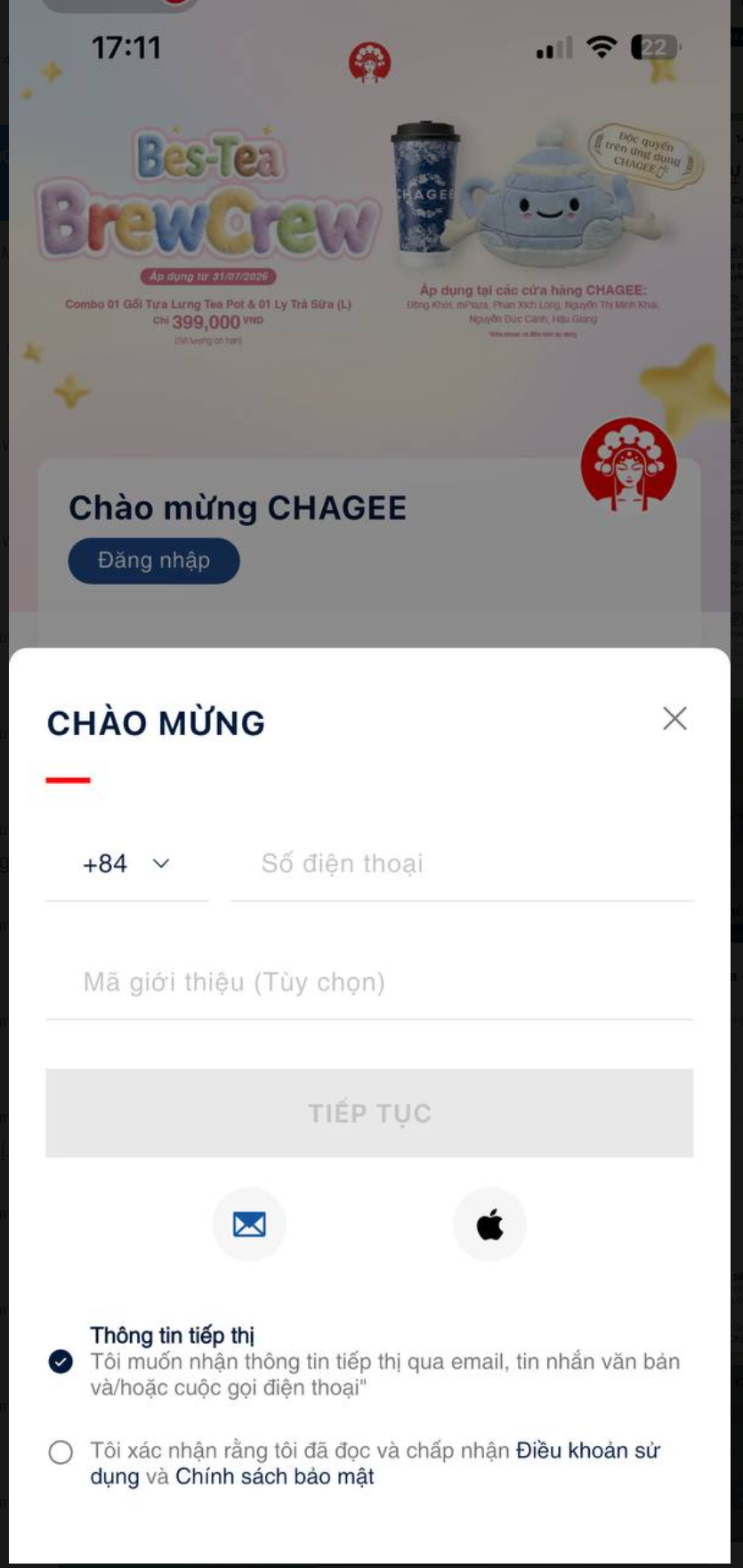 Nhấn icon ảnh đại diện trên Trang chủ - gợi ý đăng nhập SĐT